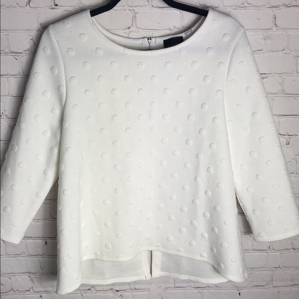 White Anthropologie textured polka dot top